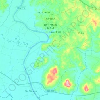 Bom Retiro do Sul topographic map, elevation, terrain