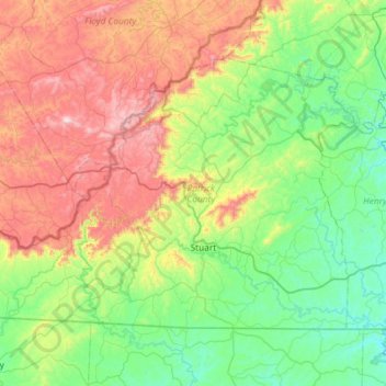 Patrick County topographic map, elevation, terrain