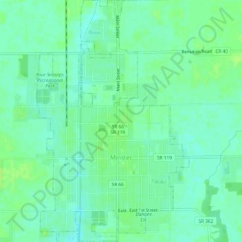 Minster topographic map, elevation, terrain