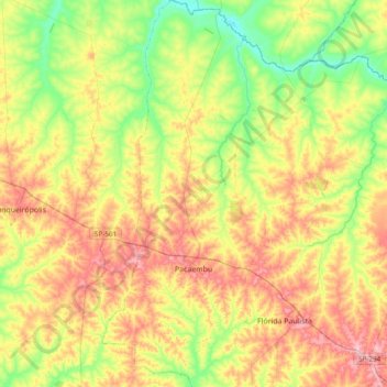 Pacaembu topographic map, elevation, terrain