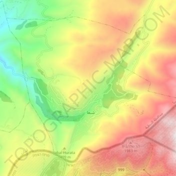 Shebaa topographic map, elevation, terrain