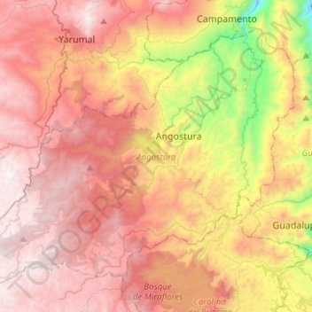 Angostura topographic map, elevation, terrain