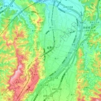 苗栗市 topographic map, elevation, terrain