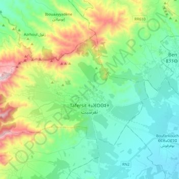 Tafersit topographic map, elevation, terrain