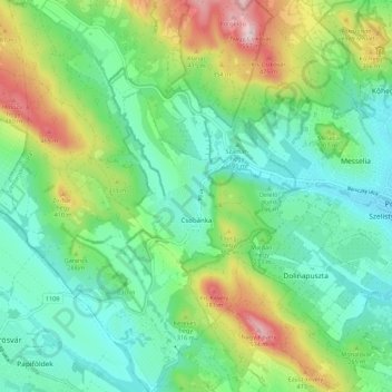 Csobánka topographic map, elevation, terrain