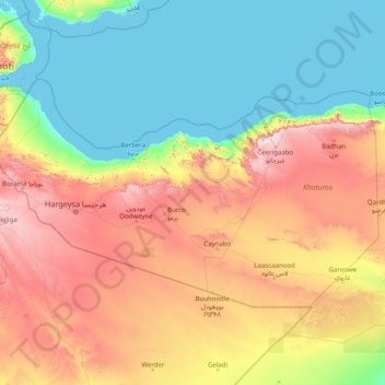 Somaliland topographic map, elevation, terrain