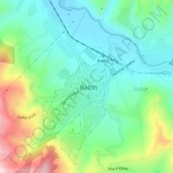 Ballsh topographic map, elevation, terrain
