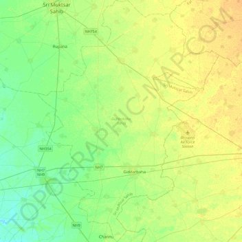 Gidderbaha Tahsil topographic map, elevation, terrain