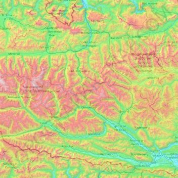 Hohe Tauern topographic map, elevation, terrain