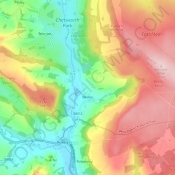 Beeley CP topographic map, elevation, terrain