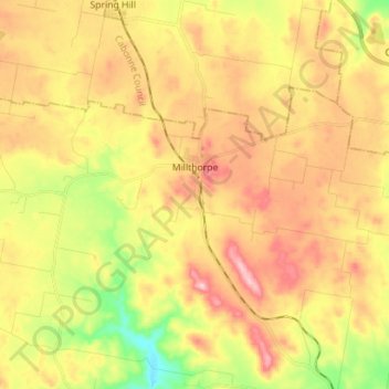 Millthorpe topographic map, elevation, terrain