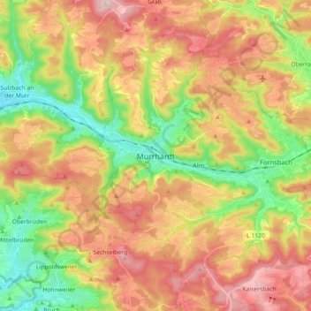 Murrhardt topographic map, elevation, terrain