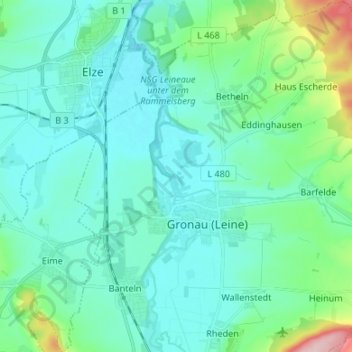 Gronau topographic map, elevation, terrain
