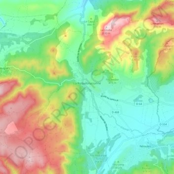 La Roquebrussanne topographic map, elevation, terrain
