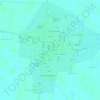 Telchac Pueblo topographic map, elevation, terrain