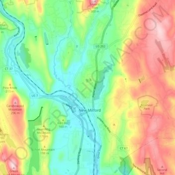 New Milford topographic map, elevation, terrain