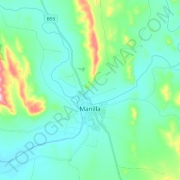 Manilla topographic map, elevation, terrain