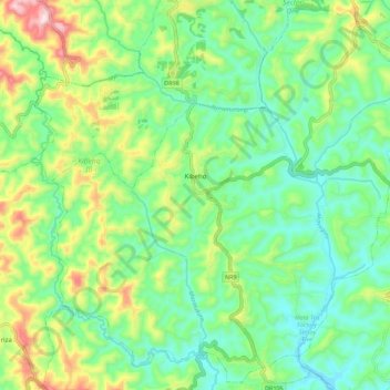 Kibeho topographic map, elevation, terrain