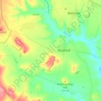 Shutford topographic map, elevation, terrain