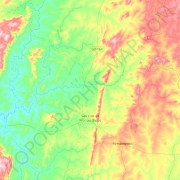 São Luís de Montes Belos topographic map, elevation, terrain