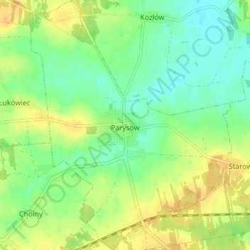 Parysów topographic map, elevation, terrain