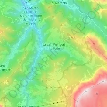 La Val - Wengen - La Valle topographic map, elevation, terrain