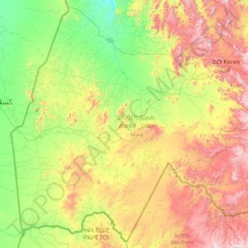 Gash-Barka topographic map, elevation, terrain