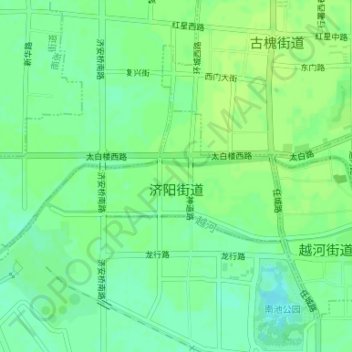 Jiyang Subdistrict topographic map, elevation, terrain