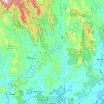 Karuah River topographic map, elevation, terrain