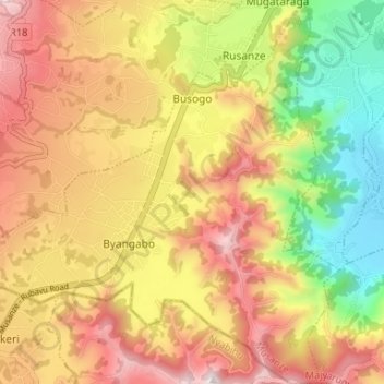 Busogo topographic map, elevation, terrain