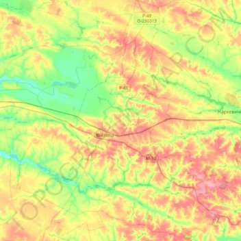 Viitivtsi Settlement Hromada topographic map, elevation, terrain