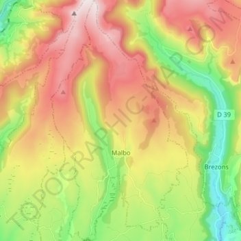 Malbo topographic map, elevation, terrain