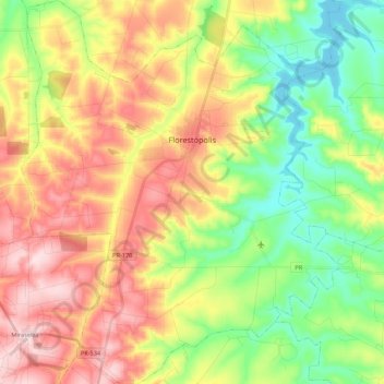 Florestópolis topographic map, elevation, terrain