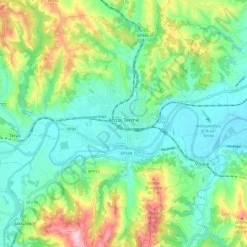 Acqui Terme topographic map, elevation, terrain