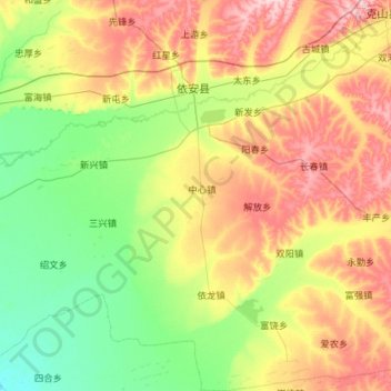 Yi'an County topographic map, elevation, terrain