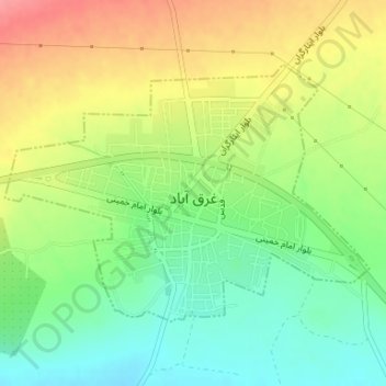 Gharqabad topographic map, elevation, terrain