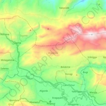 Bolakme topographic map, elevation, terrain