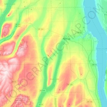 Yates County topographic map, elevation, terrain