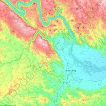 Eferding topographic map, elevation, terrain