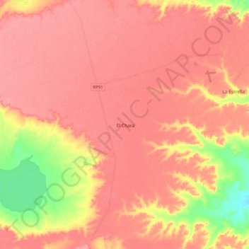 El Chara topographic map, elevation, terrain