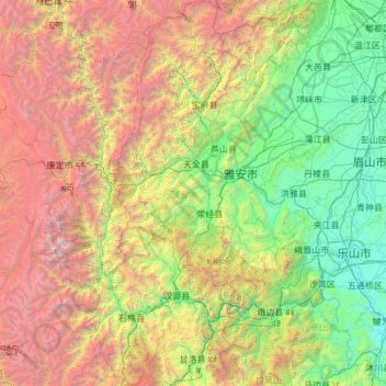 Ya'an topographic map, elevation, terrain