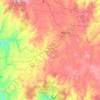 Blayney Shire Council topographic map, elevation, terrain