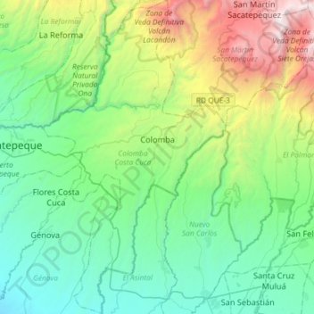 Colomba Costa Cuca topographic map, elevation, terrain