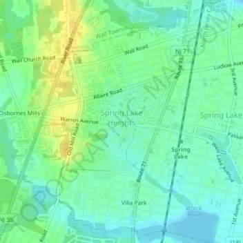 Spring Lake Heights topographic map, elevation, terrain