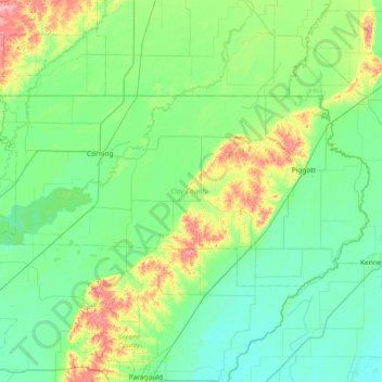 Clay County topographic map, elevation, terrain