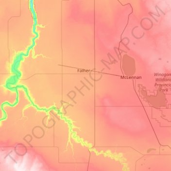 Municipal District of Smoky River topographic map, elevation, terrain