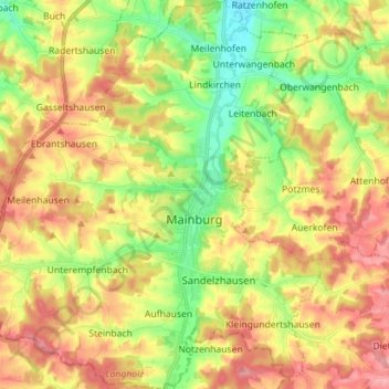 Mainburg topographic map, elevation, terrain
