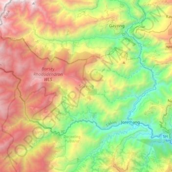 Soreng topographic map, elevation, terrain