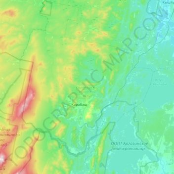 Karabash topographic map, elevation, terrain