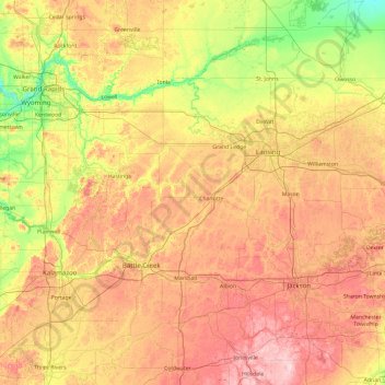 Grand River topographic map, elevation, terrain